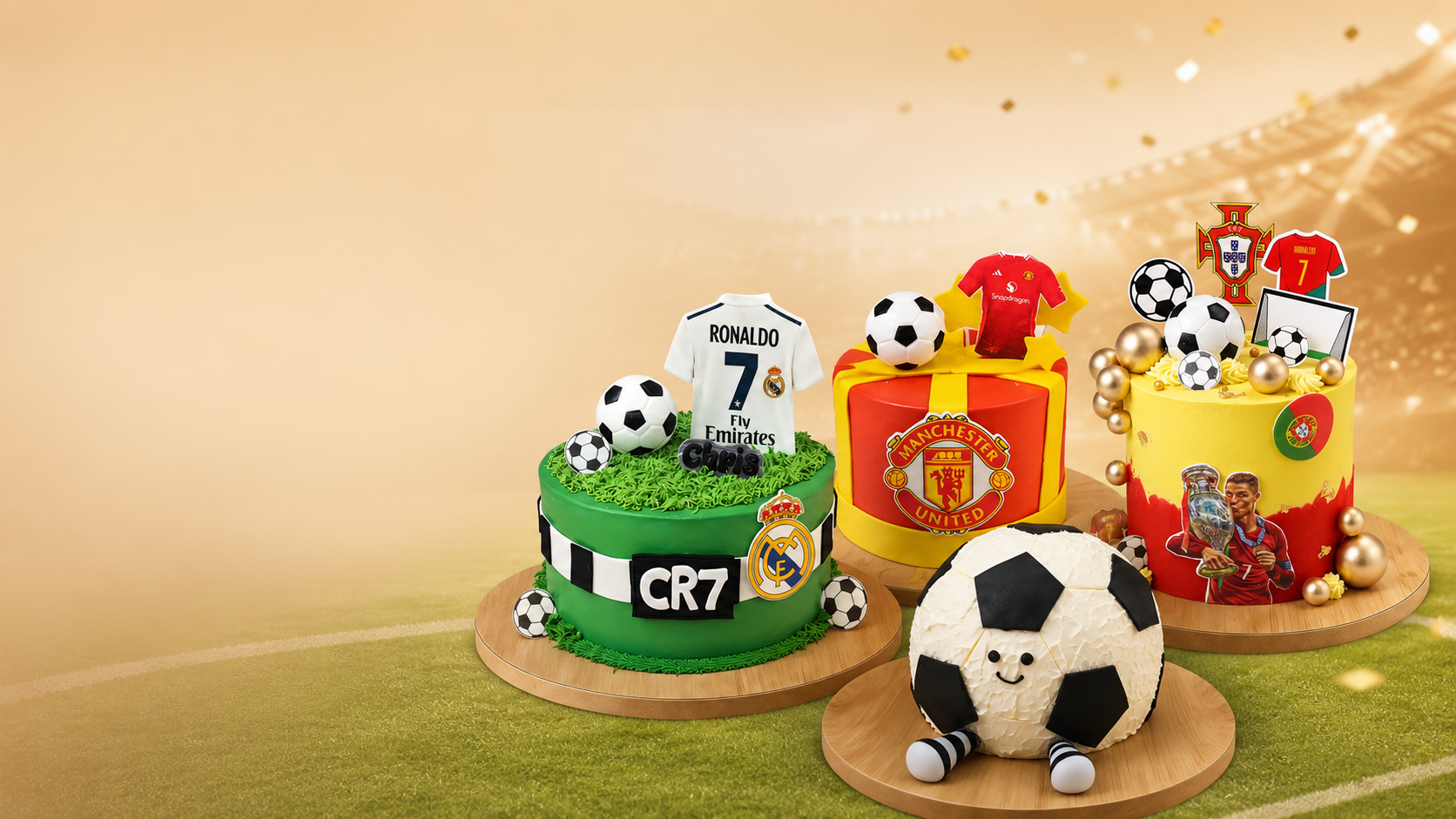World Cup soccer cakes banner