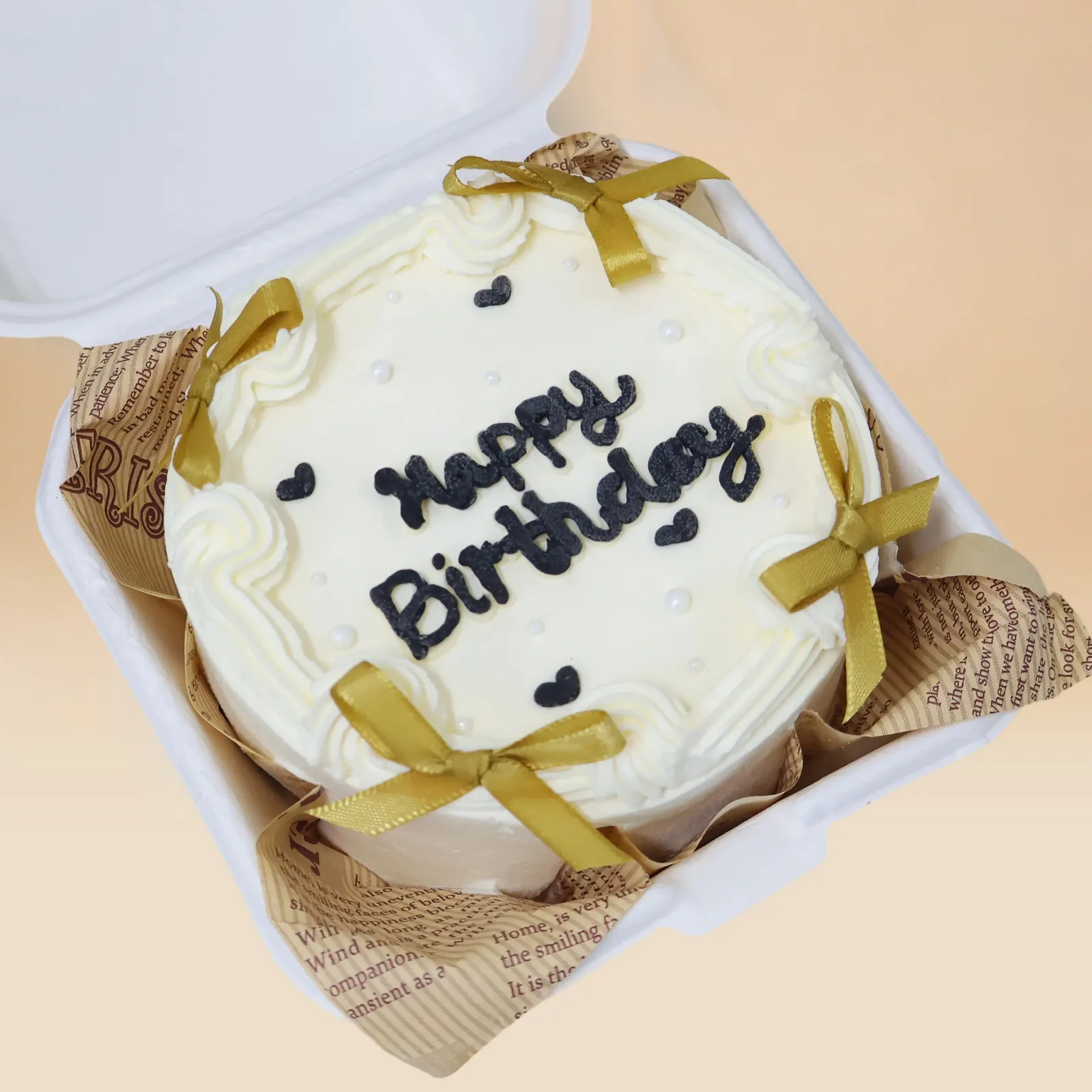 Golden Bow Bento Cake