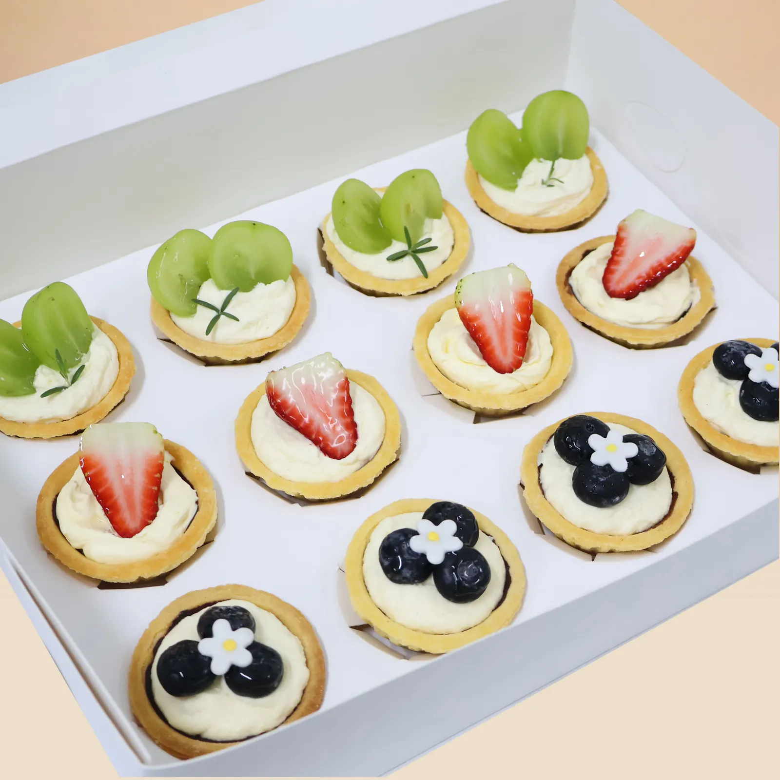 Grape Blueberry and Strawberry Fruit Tarts