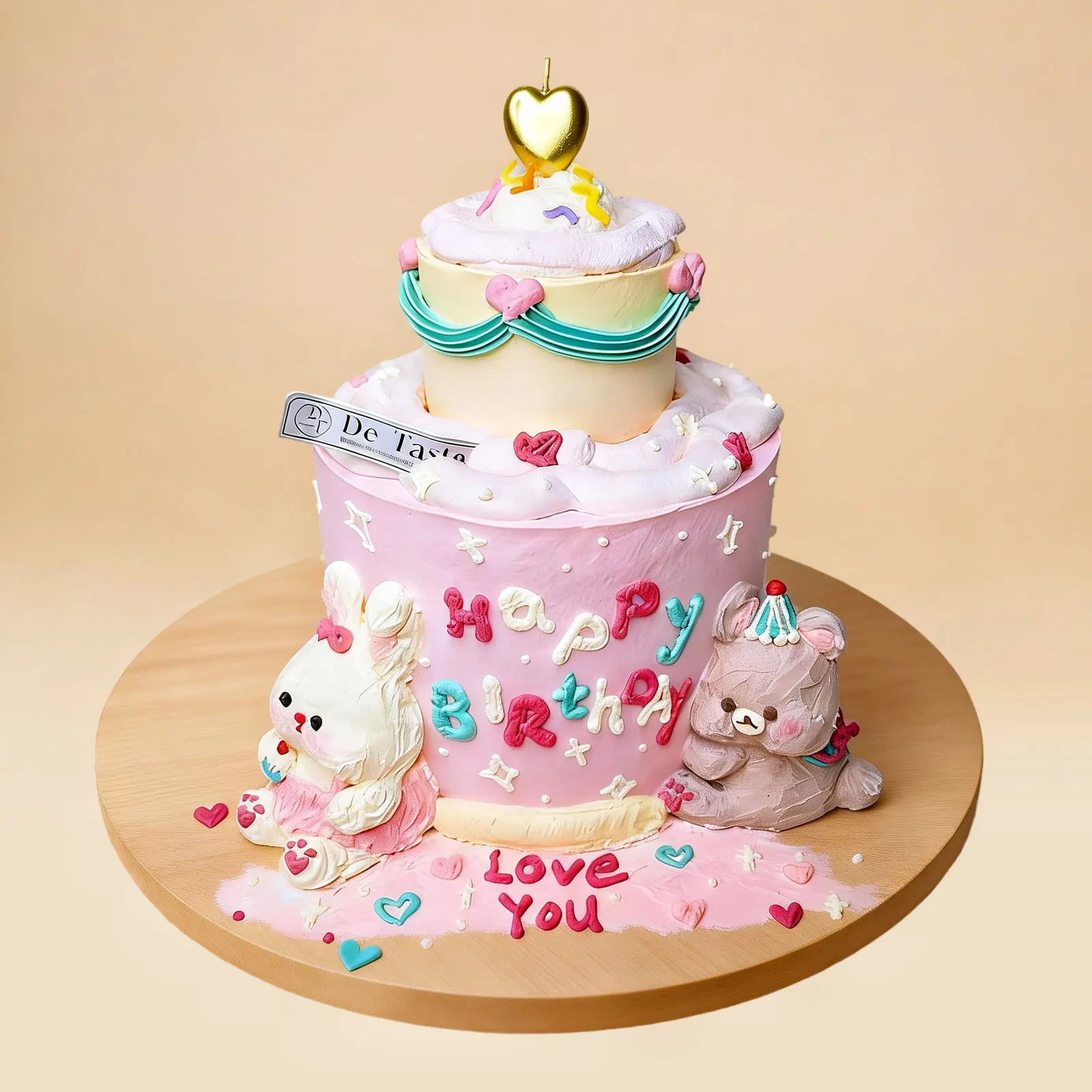 Sweetheart Bunny & Bear Cake