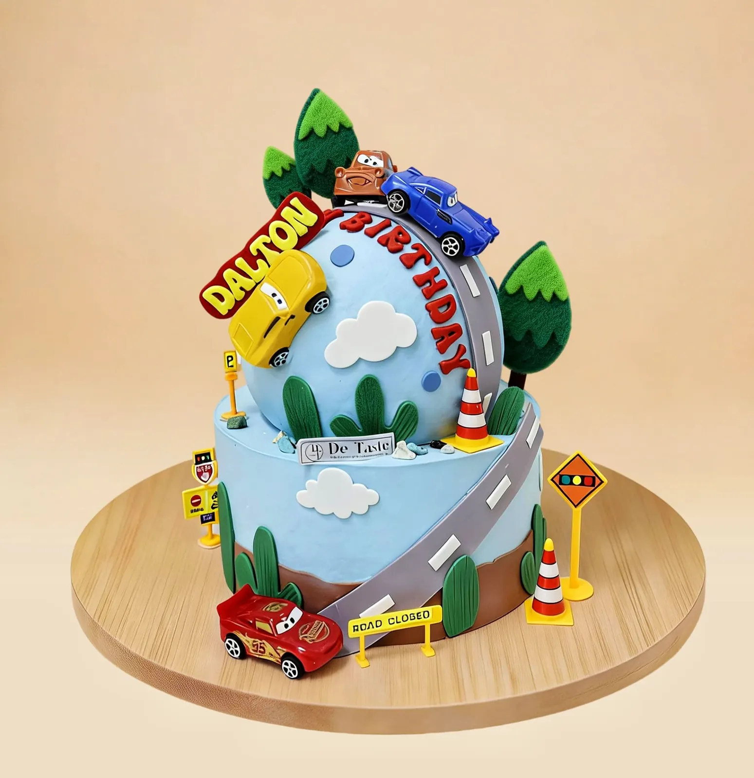 Blue Car Racing World Cake 